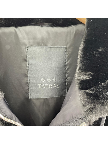 TATRAS バックロゴ フーデッドファーブルゾン 02 ブラック
