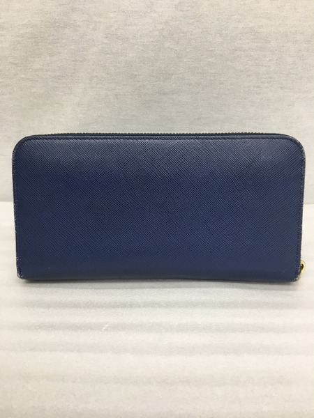 PRADA　長財布 サフィアーノ　ラウンドジップウォレット　青