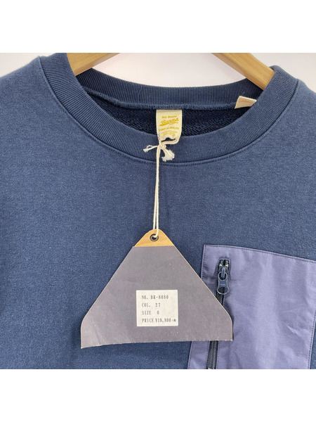 BARNS OUTFITTERS スウェット・トレーナー ナイロンポケット切替 紺 0