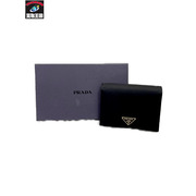 PRADA テスート ナイロン×サフィアーノ コンパクトウォレット ブラック[値下]