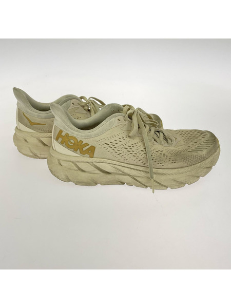 HOKA ONE ONE スニーカー W CLIFTON 7 WIDE ベージュ(25.0)