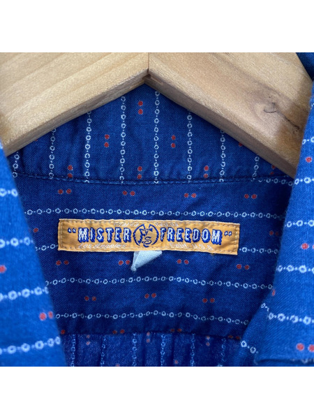 東洋エンタープライズ 長袖シャツ MISTER FREEDOM  総柄シャツ S ブルー