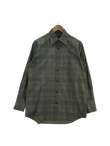 BURBERRY L/S ロゴ文字チェックシャツ GRY M[値下]
