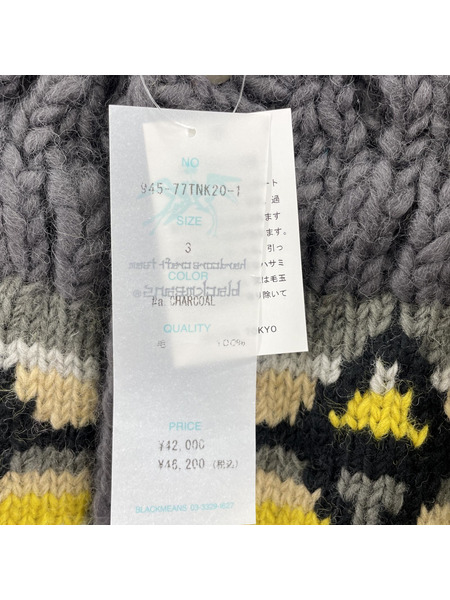 BLACKMEANS オーバーサイズ ケーブルニットカ