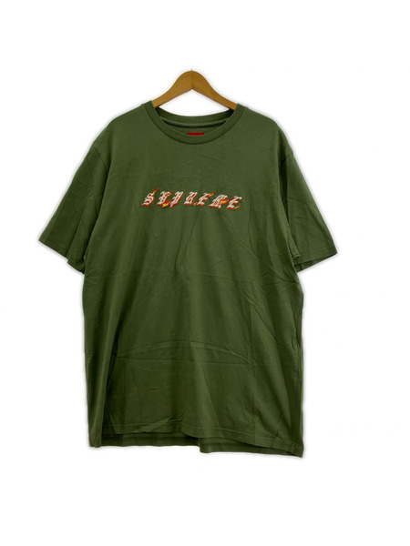 Supreme 半袖Tシャツ・カットソー flames Tee カーキ (XL)