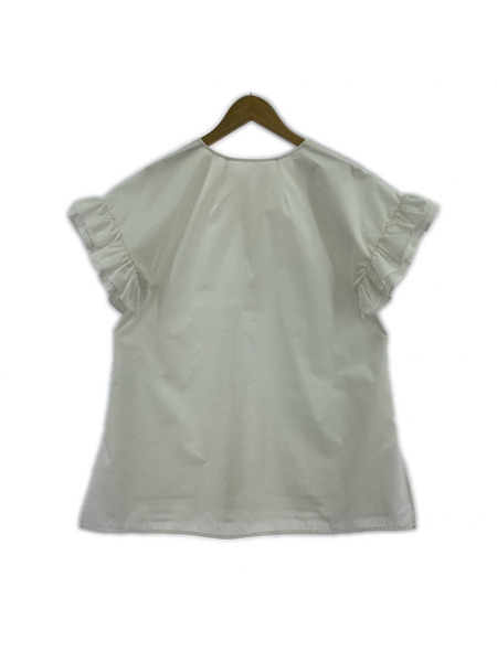 半袖Tシャツ・カットソー CADUNE/袖フリルブラウス/白