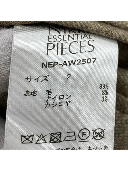 パンツ nikki essential pieces ウールタックパンツ 茶 (2)