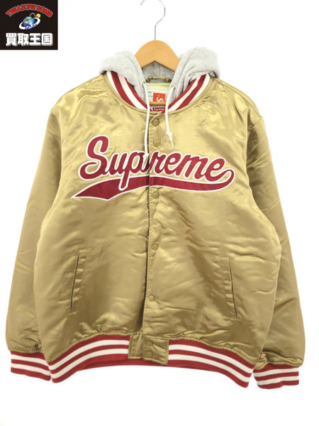Supreme 14SS Hooded Satin Varsity Jacket XL｜商品番号