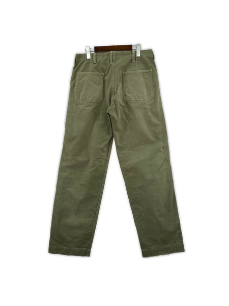 or slow パンツ ベイカーパンツ ヘリンボーン カーキ (2)