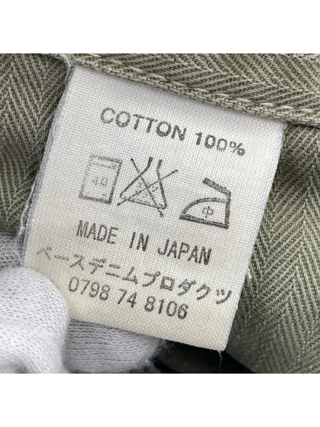 or slow パンツ ベイカーパンツ ヘリンボーン カーキ (2)