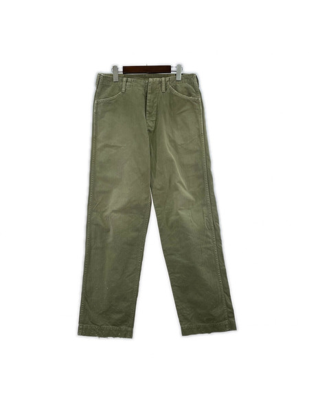 or slow パンツ ベイカーパンツ ヘリンボーン カーキ (2)