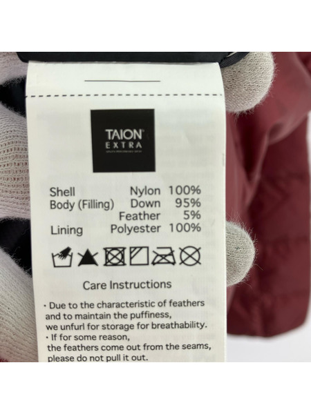 ダウンジャケット TAION CREW NECK INNER DOWN SET L ボルドー