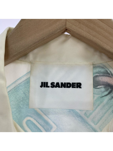 JIL SANDER 半袖シャツ 23SS 総柄レーヨンSSシャツ 37 オフホワイト