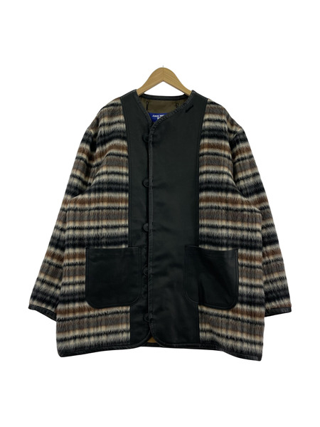 ジャケット レザー切替 ボーダーファージャケット (S) AD2022[値下]