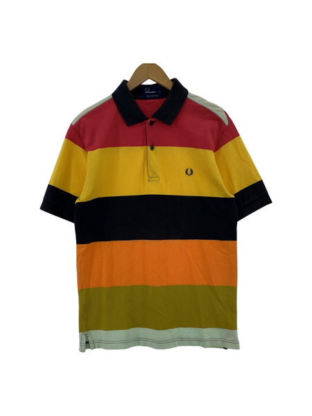【FRED PERRY】美品　ポロシャツ　マルチカラーストライプ　M★ FRED PERRY】美品 ポロシャツ マルチカラーストライプ M