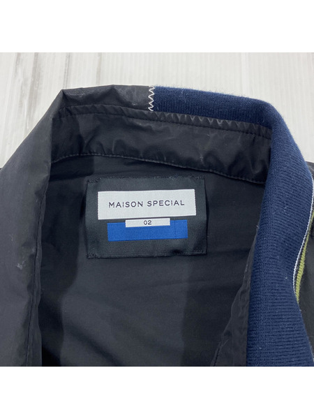 MAISON SPECIAL/モーターサイクルドッキングニットシャツ/2/ブラック