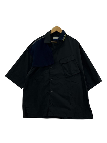 MAISON SPECIAL/モーターサイクルドッキングニットシャツ/2/ブラック
