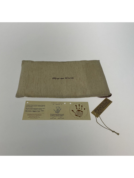 RYU ラウンドジップ クロスレザー 財布 ブラウン