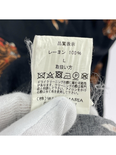 WACKO MARIA 半袖シャツ 虎 総柄 レーヨンシャツ 黒 L