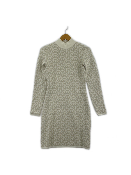 MICHAEL KORS 長袖ワンピース ロゴニットワンピース ホワイト