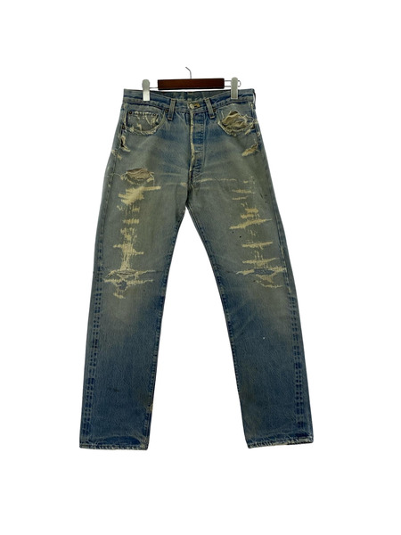 Levi's 501 80s 555刻印 バレンシア セルビッチ リペア ダメージ デニム