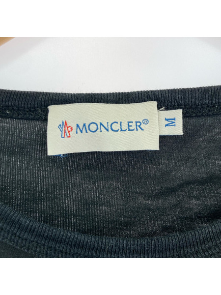 MONCLER 長袖Tシャツ・カットソー ロゴワッペン カットソー ブラック