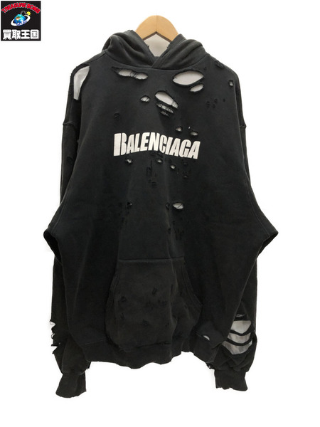 Balenciaga パーカー 黒 XXS　ダメージ加工