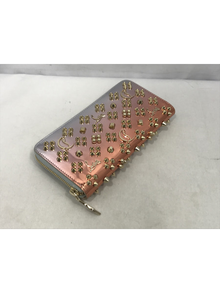 長財布 ロックスタッズ パネトーネ ロングウォレット ピンクゴールドカラー