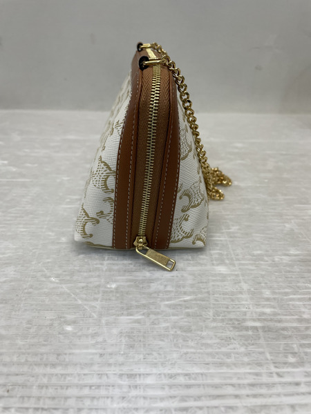 CELINE トリオンフキャンバス チェーンクラッチショルダーバッグ ホワイト[値下]