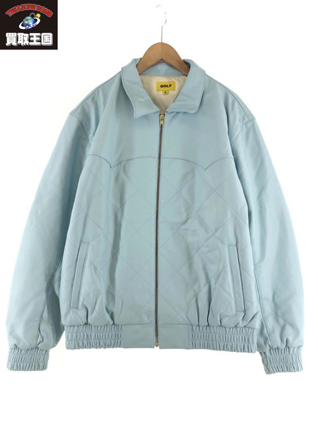 GOLF WANG バックロゴ刺繍レザージャケット (XL) 水色[値下]｜商品番号