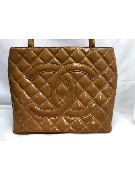 トートバッグ CHANEL ココマーク パテント オレンジ｜商品番号