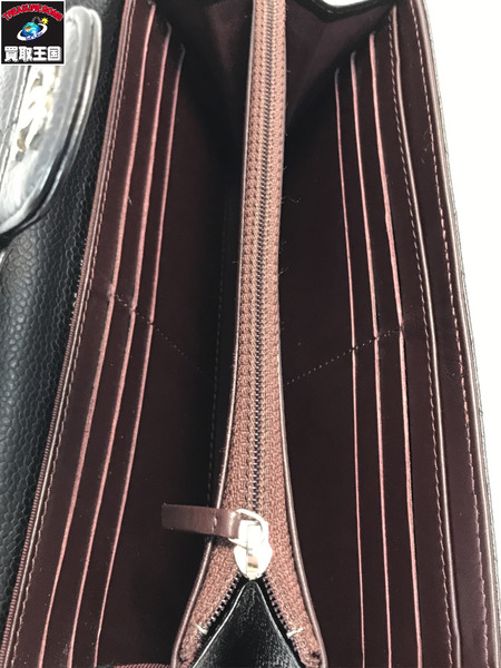 CHANEL シャネル フラップ長財布 マトラッセ キャビアスキン ブラック ココマーク