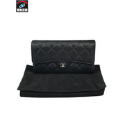 CHANEL シャネル フラップ長財布 マトラッセ キャビアスキン ブラック ココマーク
