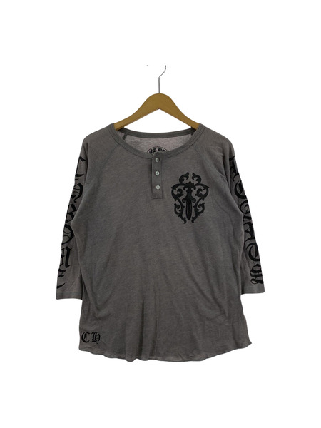 CHROME HEARTS 七分丈・ラグランT ヘンリーネック ダガー グレー(L)