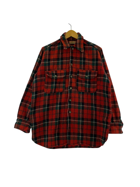 OLD・VINTAGE 長袖シャツ 40s BRENT チェックウールシャツ 赤[値下]