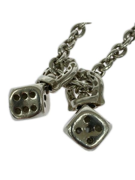 ネックレス galcia ダイストップ スカル レッドデビル シルバー/ブラス