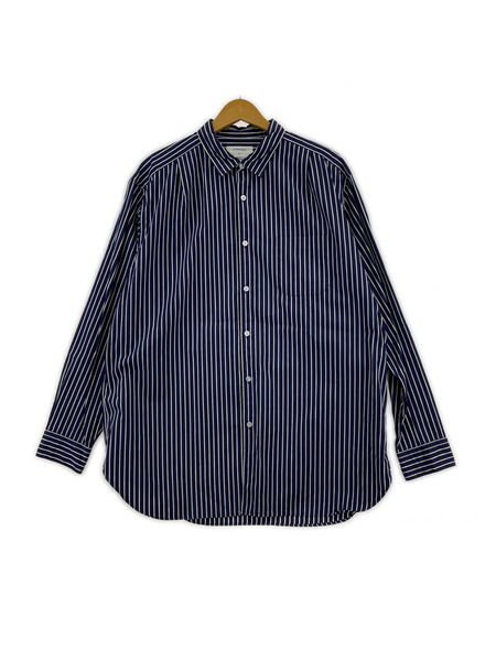 長袖シャツ kiyonaga&co. ストライプ 青(M)