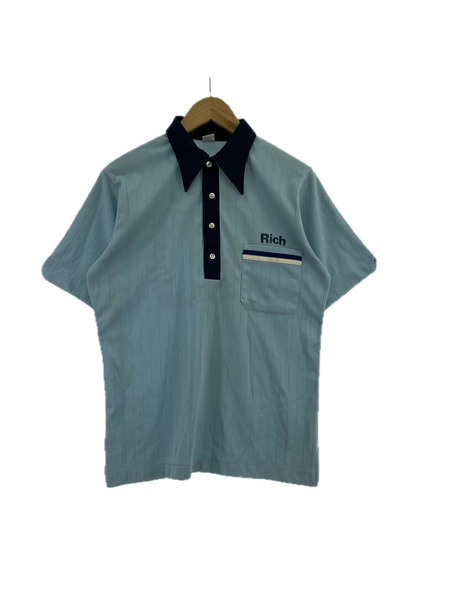 OLD・VINTAGE ポロシャツ hilton 70s 水色(M)