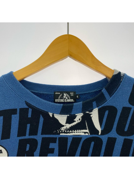 HYSTERIC GLAMOUR スウェット・トレーナー 総柄スウェット ブルー (S) 02201CS01