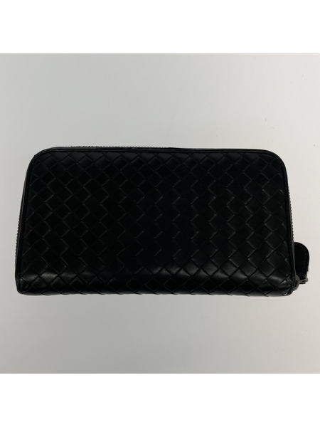 Bottega Veneta/イントレチャート/ラウンドファスナ長財布/BLK[値下]