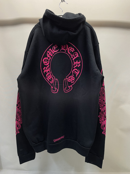 CHROME HEARTS 25AW Pink Horseshoe Floral Cross Zip Up Hoodie ピンクホースシュー フローラルジップパーカー XL