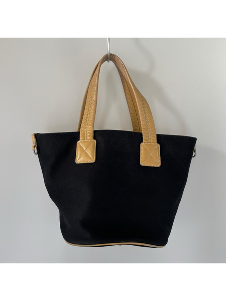 BURBERRY BLUE LABEL トートバッグ ワンポイント レザーハンドル トートバッグ 黒