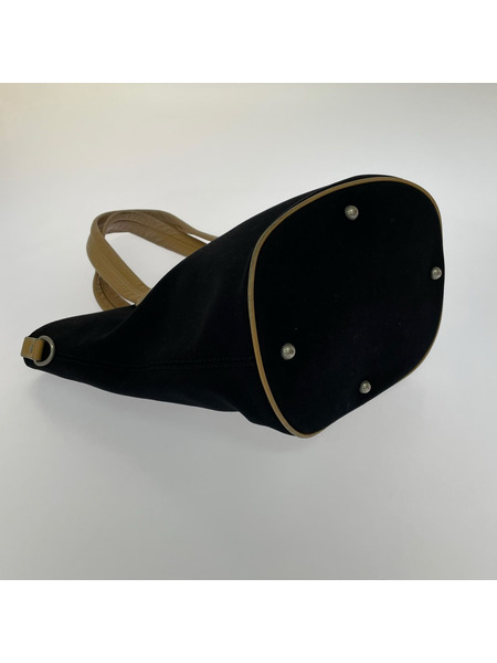 BURBERRY BLUE LABEL トートバッグ ワンポイント レザーハンドル トートバッグ 黒