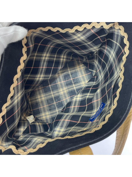 BURBERRY BLUE LABEL トートバッグ ワンポイント レザーハンドル トートバッグ 黒