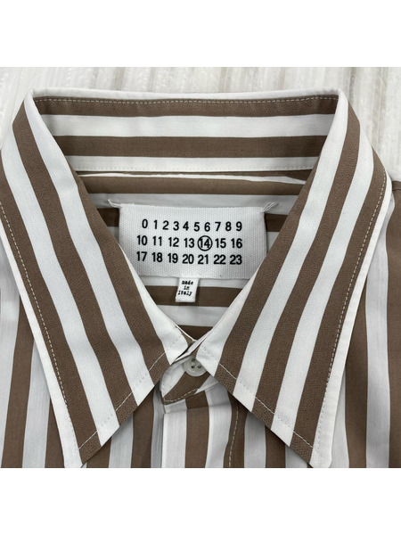 MAISON MARGIELA 20SS OVERSIZE STRIPE SHIRT 40 ブラウン×ホワイト