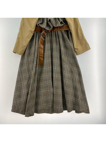 AMERI ジャケット バルーンチェック ギャザートレンチコート