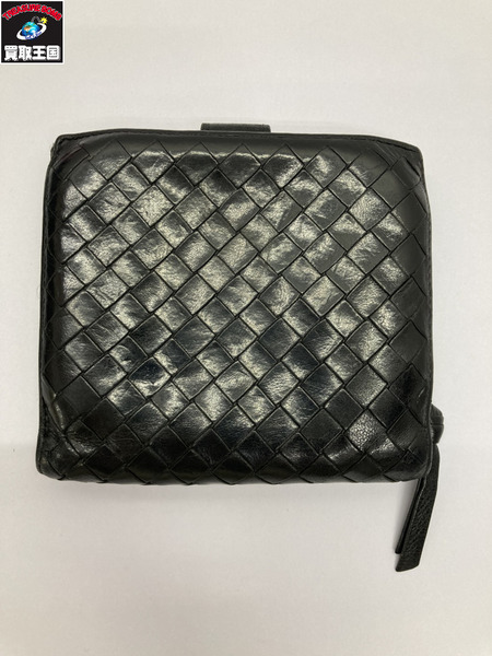 BOTTEGA VENETA イントレチャートコンパクトウォレット 二つ折り財布 黒[値下]