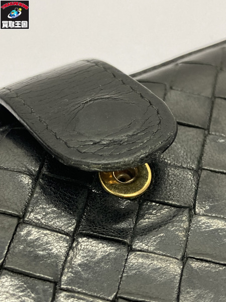 BOTTEGA VENETA イントレチャートコンパクトウォレット 二つ折り財布 黒[値下]
