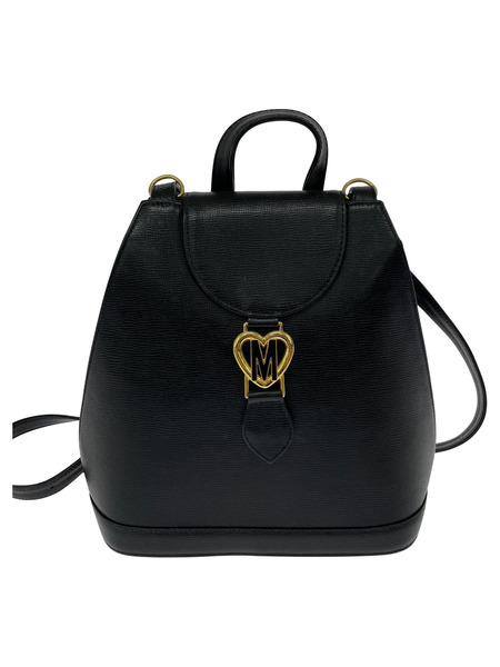 MOSCHINO 90s ブラック リュック・バックパック vintage MOSCHINO リュックサック・バックパック レザー 黒｜商品番号