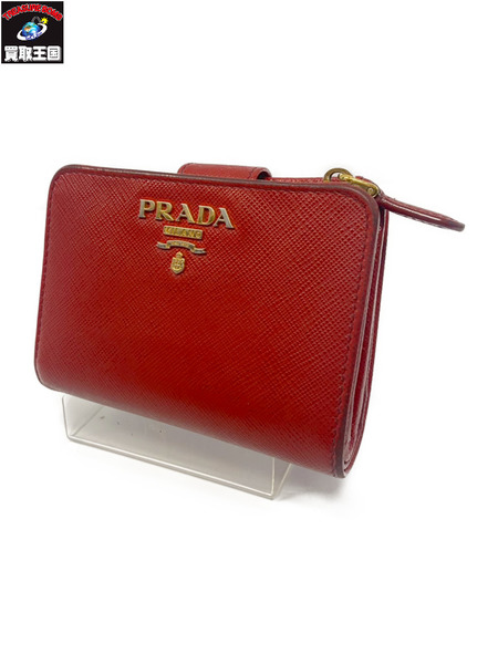PRADA　コンパクトウォレット サフィアーノレザー レッド[値下]